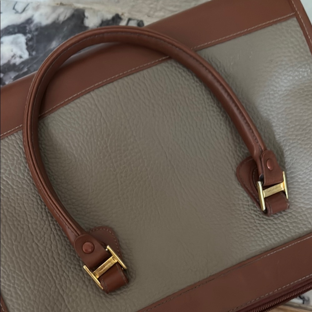 Vintage 90s Guess Brown Pebble Leather Double Handle Large Shoulder Bag Purse - Picture 5 of 7